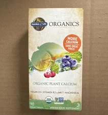 Garden of Life Organics Whole Food Supplement Organic Plant Calcium, 90ct 3/27