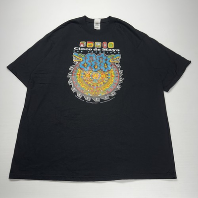 #ad Vtg 1998 Cinco De Mayo Aztec Calendar Logo Mens Shirt XL Black San Francisco $19.95