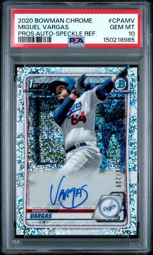2020 Bowman Chrome MIGUEL VARGAS Speckle Auto  /299 - PSA 10 GEM White Sox