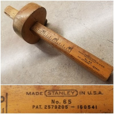 Vintage Stanley No. 65  Wood Scribe Marking Depth Gauge Made USA