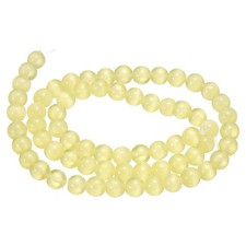 65pcs Honey Yellow Cat's Eye Stone Beads 6mm Round Crystal Loose Bead