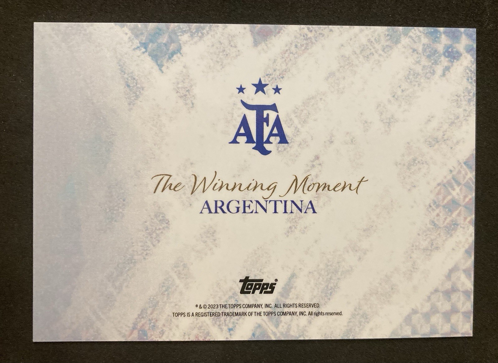 Lionel Messi 2023 Topps Argentina Champions Winning Moment view 2