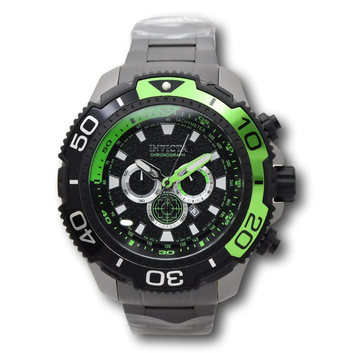Reloj Invicta Kaiju Hombre 65mm ENORME Cuarzo Cronógrafo 100M Verde y Gris 49487