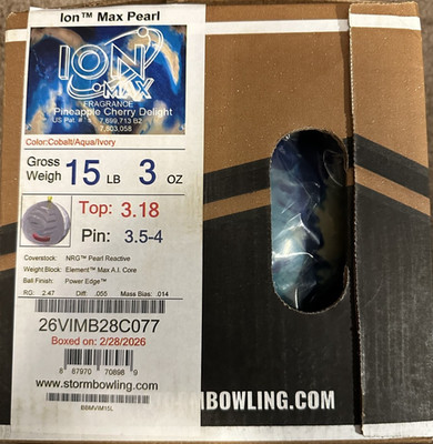 New In Box** 15 Pound Storm Ion Max Pearl Bowling Ball | eBay