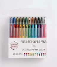20 Rainbow Fineliner Marker Pens – Colorful Fine Tip Markers 