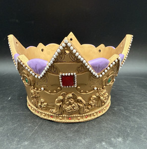 Dicksons Birth of The King Advent Gold Toned Stone Christmas Candle Holder RARE