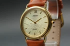 [MINT] 1984 Vintage SEIKO Dolce 5E31-6D60 Men Gold Dial Watch Quartz From JAPAN