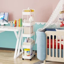 Large Size 5-Tier Plastic Rolling Utility Cart with Handle, 5-tier, White USA