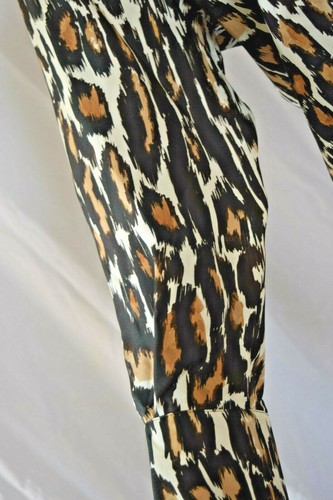 CALVIN KLEIN LEOPARD ANIMAL PRINT JEWEL COLLAR PUFFY LONG SLEEVES BLOUSE SIZE 38 - Picture 4 of 9