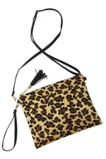 Anthropologie Style Chic Leopard Animal Print Crossbody Clutch Shoulder Hand Bag