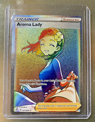 aroma lady rainbow pokemon card Aroma Lady 221/203 Evolving Skies Full Art Secret Rainbow Rare Pokemon Card  NM