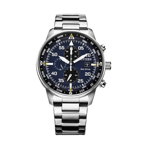 Men's Aviator Chronograph Black Dial Eco-drive Watch New Luxury Fast Shipping - Picture 17 of 31