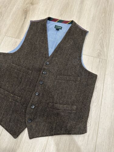 J Crew Vest Mens Medium Moon British Cloth Wool Herringbone Tweed - Picture 2 of 12