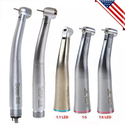 Dental E-generator LED Handpiece 2/4 Hole 1:5 1:1 LED /No LED Contra Angle ty