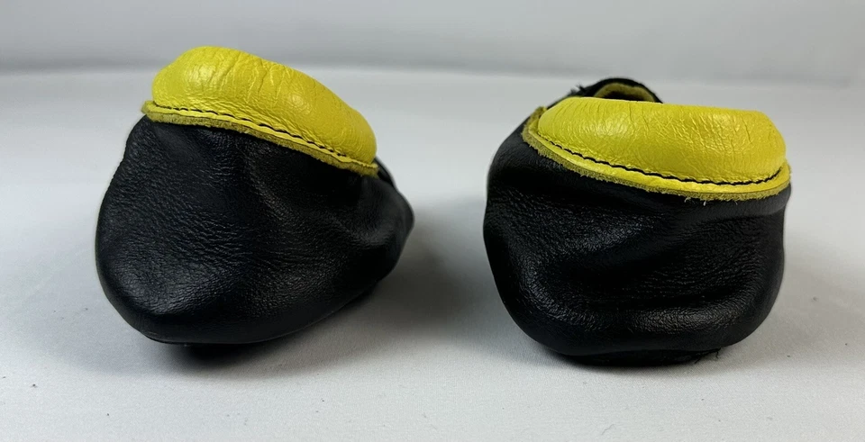 Mocasín de cuero negro amarillo abeja niño caminante niño zapato 18-24 meses antideslizante Foto 4 de 4