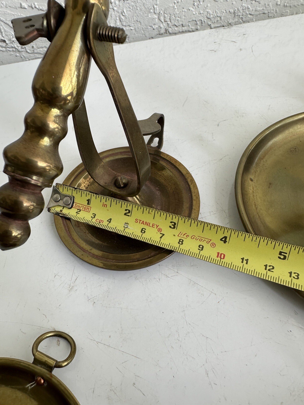 Vintage Brass Candle Stick Holder Finger Loop and Drip Tray Set Of  4 Sconce