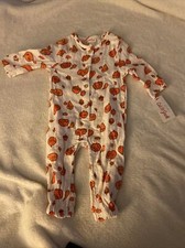 Cat Jack Fall Autumn Cream Long Sleeve Romper Pumpkins Acorns NWT 6-9 Months