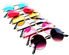 6 COLORS ROUND WOMEN's SUNGLASSES HIPPIE HIPSTER RETRO METAL FRAME 43 MM SET