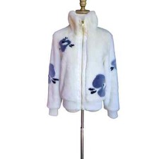 Marc Jacobsen New York Fuzzy Faux Fur White Zip Up Coat Small