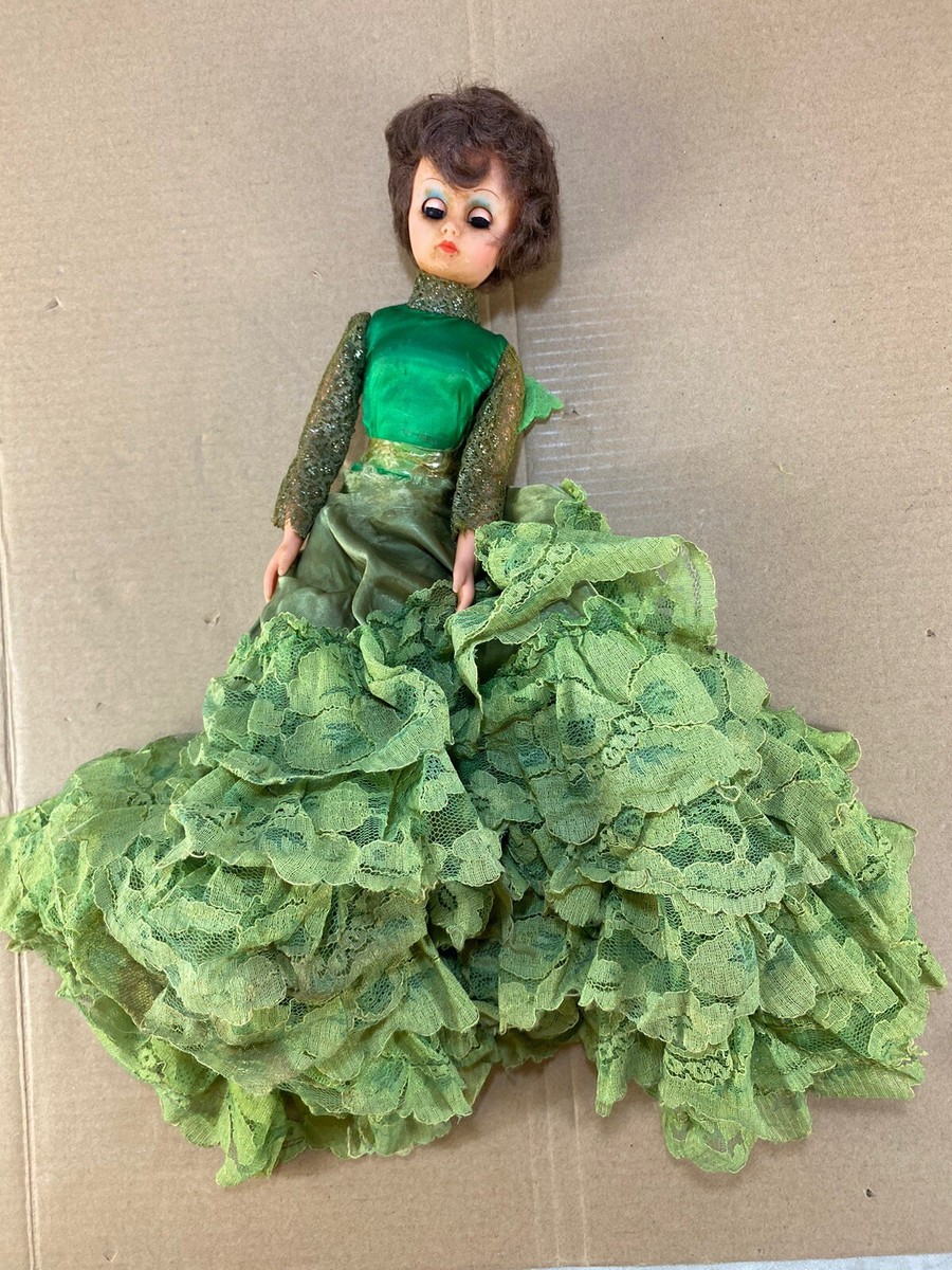 Vintage 60s 50s ATC Doll Green Dress Creepy Haunted Scary