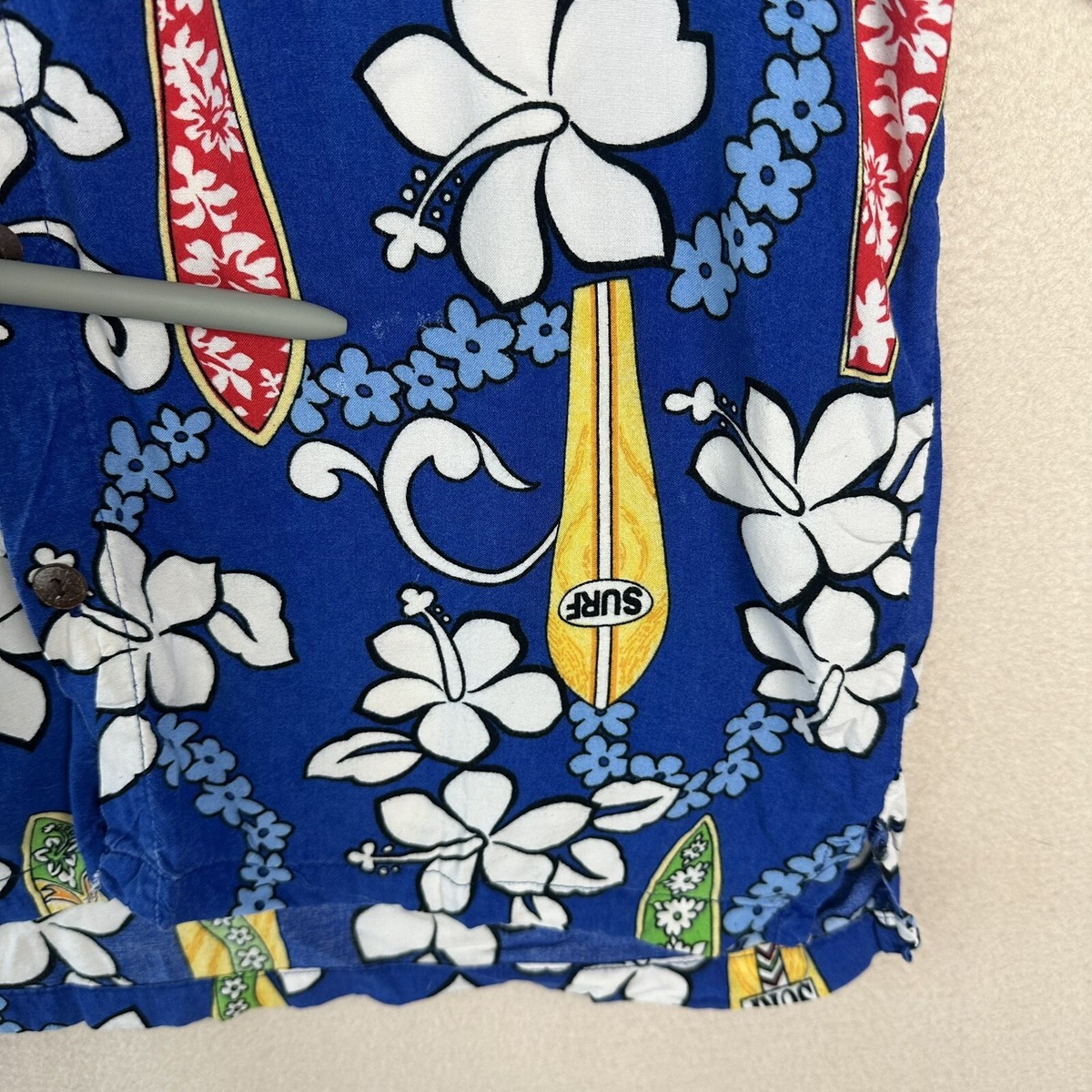 Vtg Royal Creations Youth Boys Hawaiian Surf Board Button Up Short