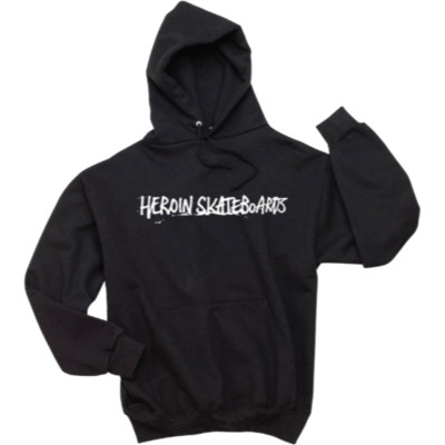 Heroin Skateboards Painted Logo Black Hoodie Hooded Sweatshirt