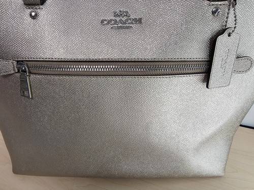 COACH Metallic Gold Gallary TOTE bag Shoulder Large Purse fits Laptop - Picture 5 of 13
