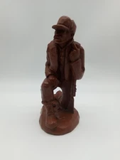 VTG 1991 Red Mill Mfg Crushed Pecan Resin Hand Carved Kneeling Hunter