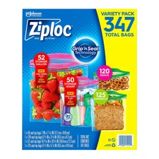Ziploc 347 Variety Total Bags, 347 Pack, Piece Assortment, clear(NO SHIP TO CA)
