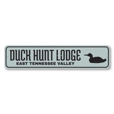 Duck Hunt Lodge Sign, Personalized Hunting Location Metal Wall Decor - Aluminum