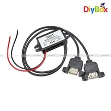 DC-DC 12V to 5V Car Power Converter Adapter Dual USB Female Port Waterproof 3A