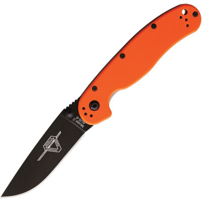Ontario Rat II Einhandmesser mit AUS-8 Klingenstahl und orangen G10 Griffschalen