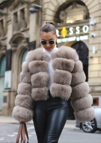 OFF WHITE Giacche donna moda vera pelliccia di volpe cappotto invernale spesso corto soprabito capospalla