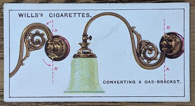 #ad 1927 Wills Household Hints Cigarette Card #23 Converting A Gas Bracket AU $5.35