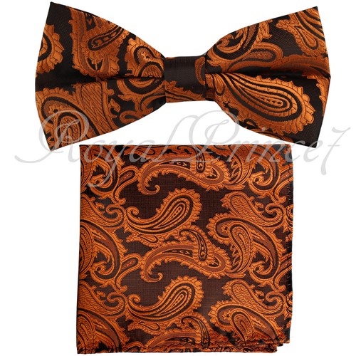 NEW MEN'S Paisley Bow tie and Pocket Square Hankie Set Wedding Party Prom Formal - Picture 24 of 27