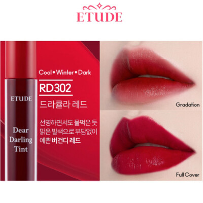 ETUDE HOUSE Dear Darling Water Gel Tint #RD302 Dracula Red  Lip Stain Made korea