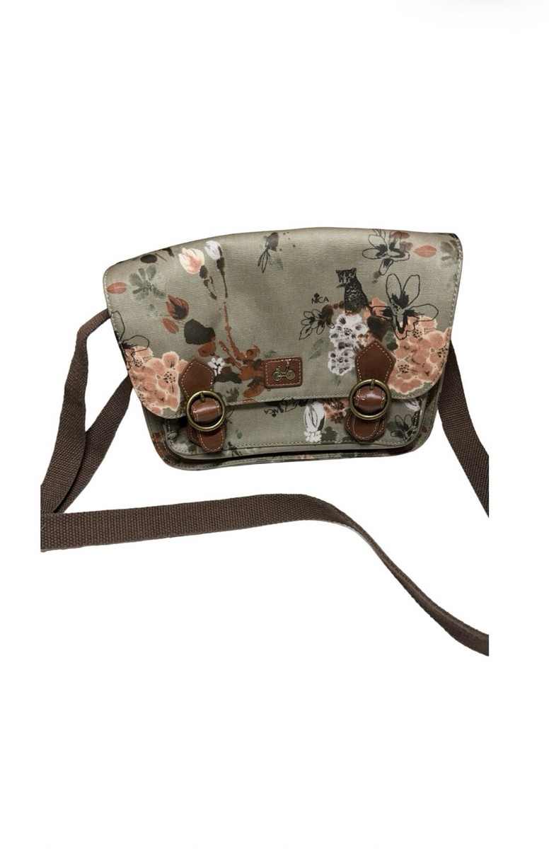 Nica Women's Shoulder Bag in Natural Green/Gold Dots and pink
