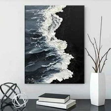 Abstract Wave Framed Canvas Stretched Ready to Hang 50x40 Home decor Gift.