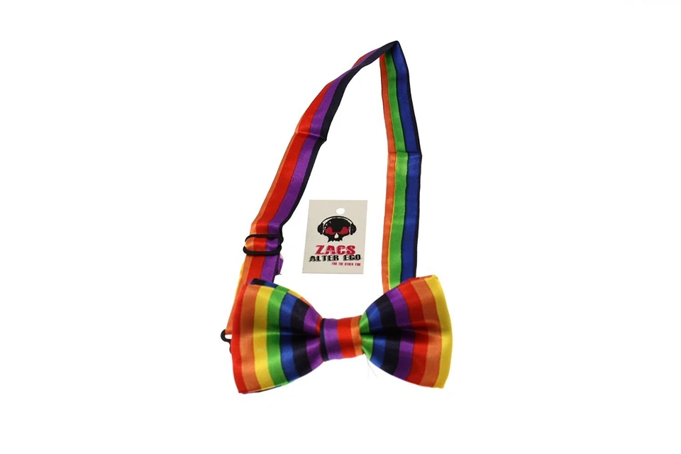 Zac's Alter Ego® Fancy Dress Rainbow Stripes Formal Bow Tie - Image 3 of 3