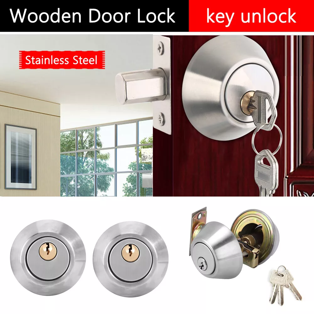 Double Lock Cylinder Security Door Lock on Both Side Silver for