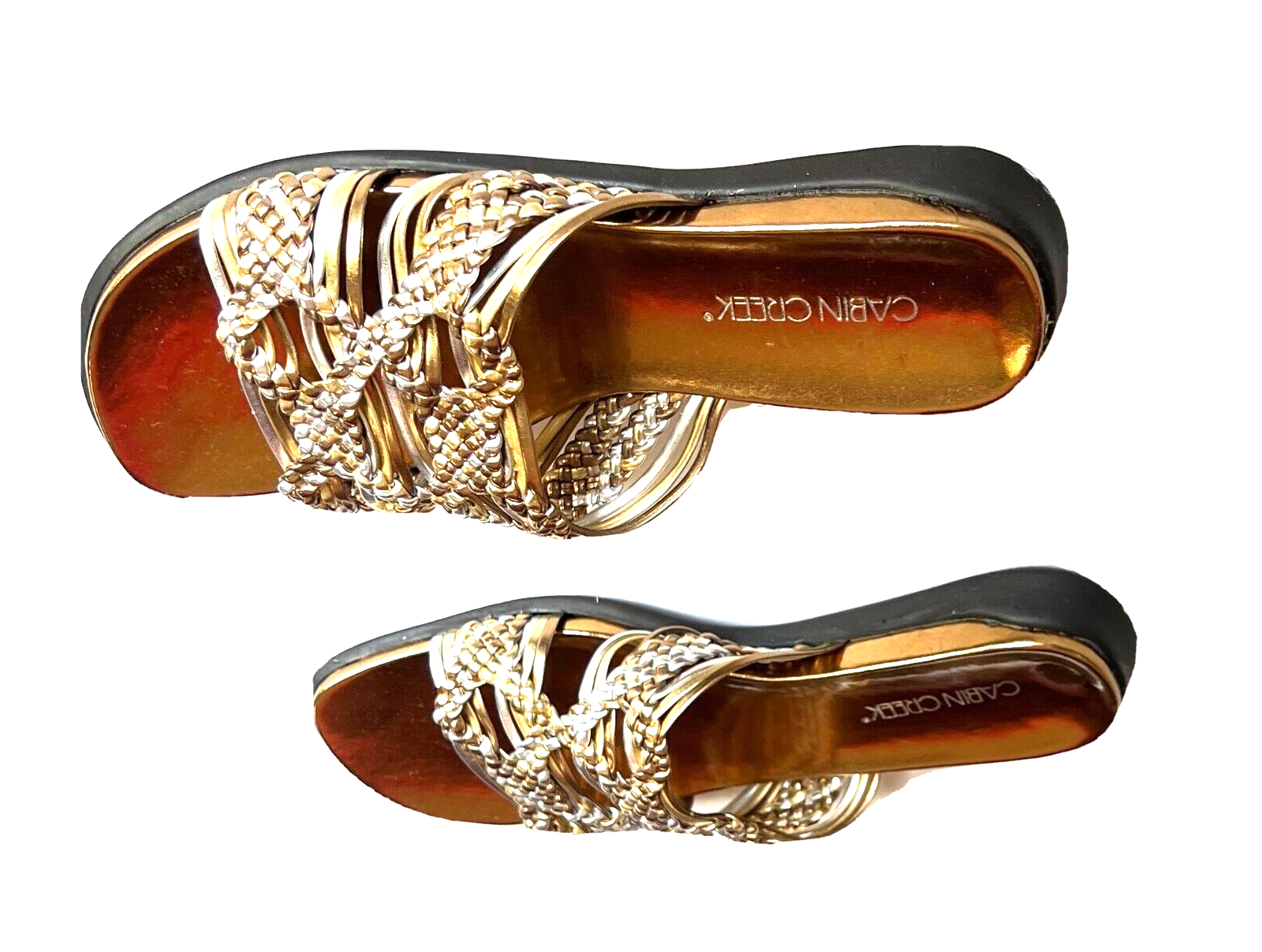 Cabin Creek Women Woven Metallic Slip On Sandals 5M Elena Gold Retail ...