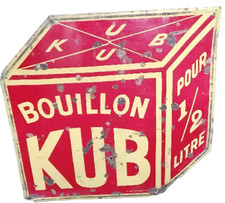 Grande plaque émaillée "BOUILLON KUB"  96 cm X 96 cm. Originale pas copie