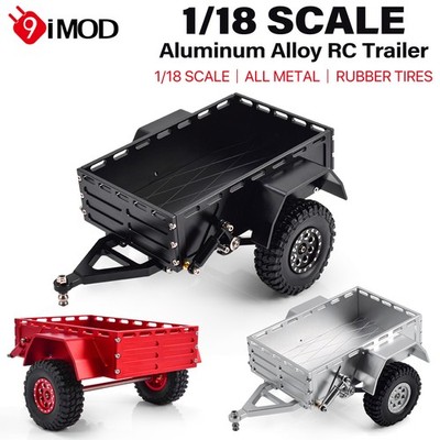 9imod RC Metal Trailer Flatbed Cargo 1/18 Trailer  Rubber Tires for Crawler Car