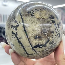 2.9LB 3.7" Natural Picture Jasper  Sphere Ball Decor Crystal Healing Energy