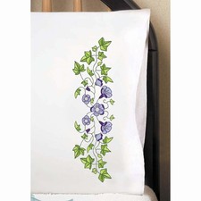 Tobin Floral Vine Stamped for Embroidery Pillowcases,Stamped Linens