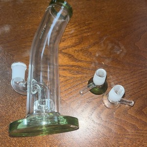 7" Straight Tube Bong Glass Water Pipe VORTEX CHAMBER Hookah  WY Glass NEW