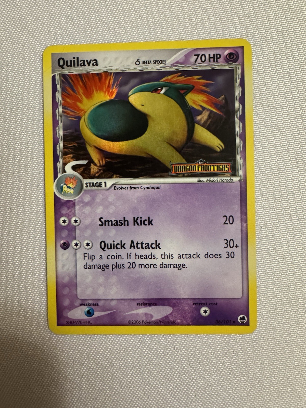 2006 Pokemon - Quilava Reverse Holo Delta Species - EX Dragon Frontiers 36/101