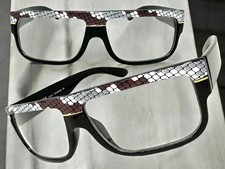 Men Classic Retro Hip Hop Rapper Clear Lens EYE GLASSES Black Snakeskin Frame C3