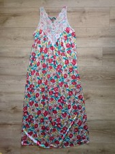 Vintage Maxi Long Floral Sleeveless Satin Lace Nightgown Dress Small Red Teal Iv