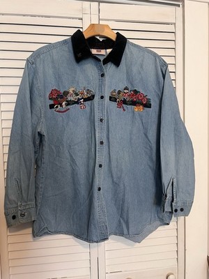 FADED GLORY Women s Size 22W/24W Vintage Button Down Shirt Top Novelty Christmas